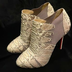 WOMENS CHRISTIAN LOUBOUTIN  LEATHER PYTHON STILLETTO ANKLE BOOTS / BOOTIES - 9
